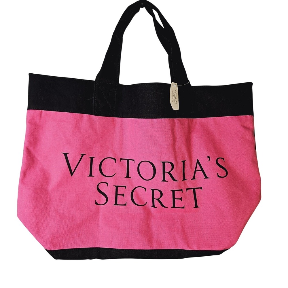 Victoria's Secret Pink Red Canvas Logo Tote Bag OS Y2K Barbiecore Preppy Travel